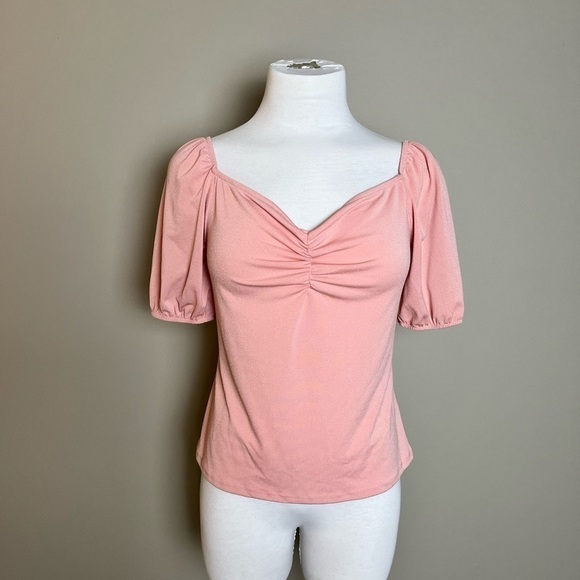 NWT Wrapper Short Sleeve Pink Blouse - Picture 3 of 7